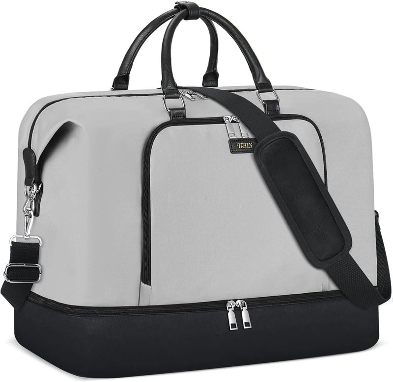 TIBES Travel Weekender Bag for Women, Overnight Bag with Shoe Compartment Oversized Travel Duffel Bag Carry On Tote 21" - Image 1